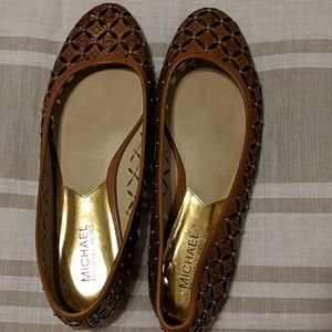 Michael Kors brown leather laser cut flats